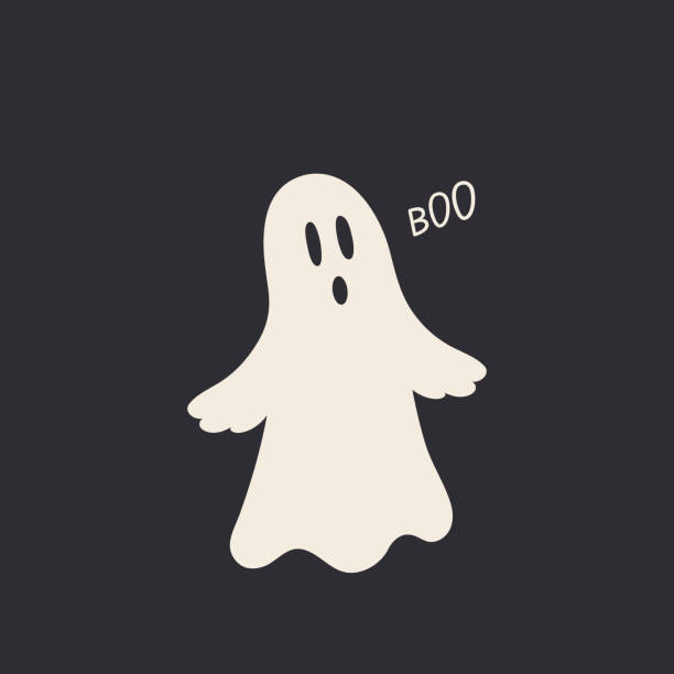 A ghost standing still saying boo