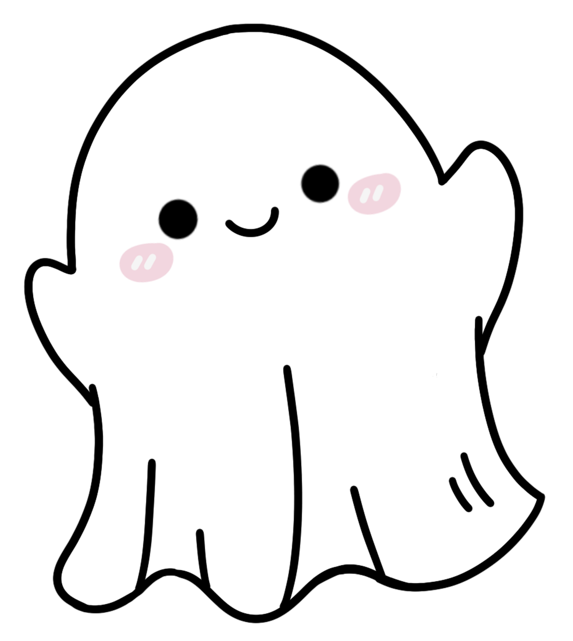 A cute, small ghost thats blushing and waving